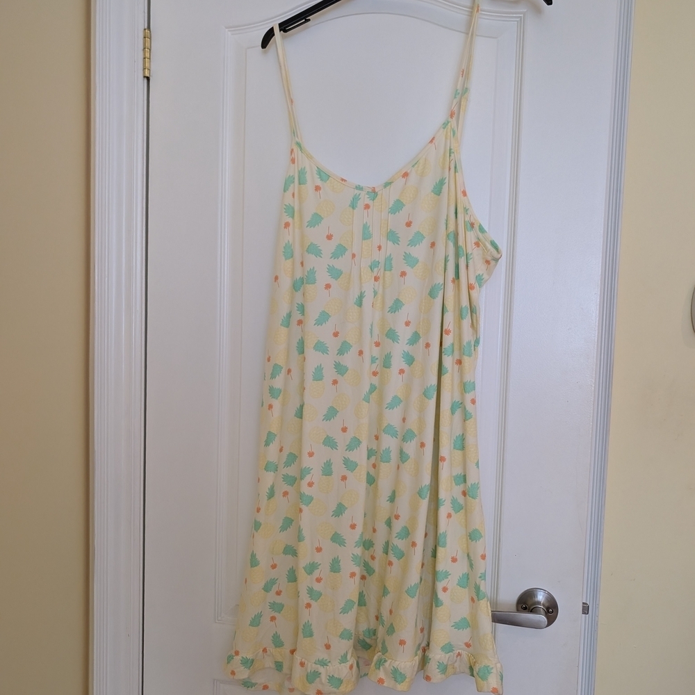 Yellow Pineapple And Palm Tree Patterned Women's Nightgown 3x Carisma